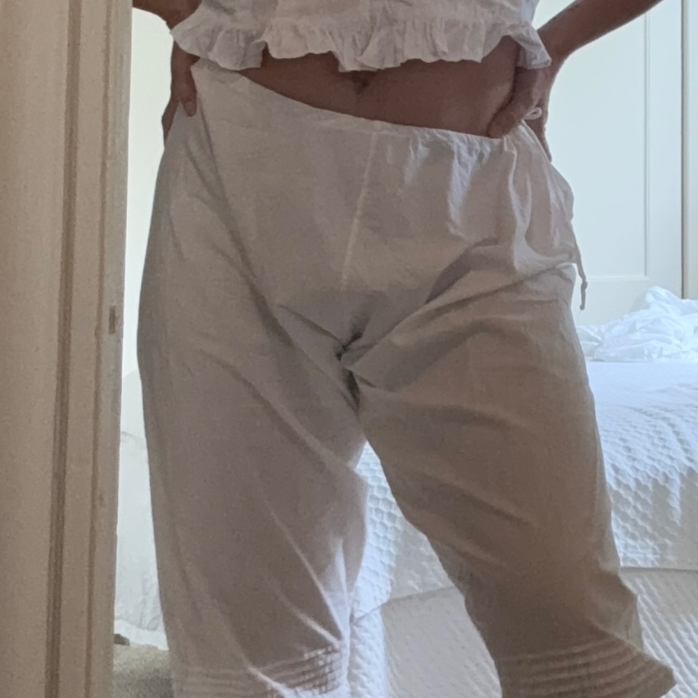 Vintage White Cotton Bloomers | Antique Loungewear | Romantic Prairie Sleepwear